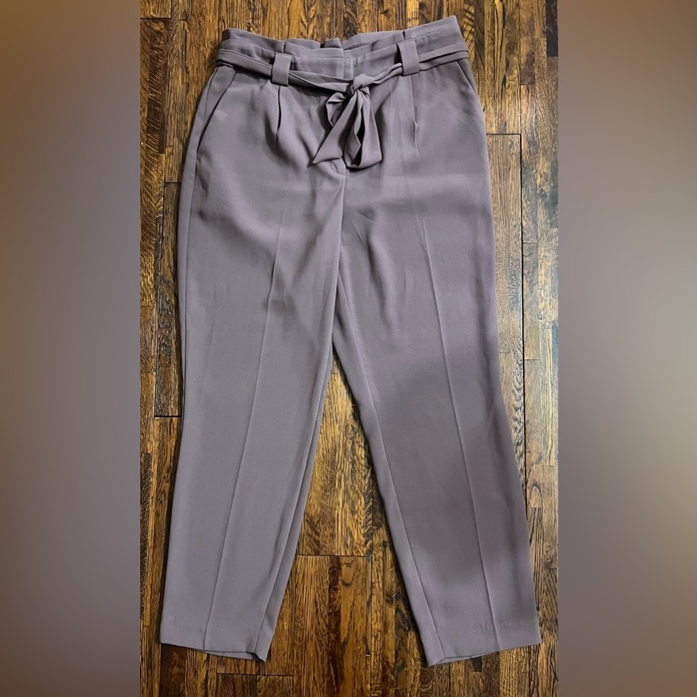 Express High Rise Belted Paperbag Ankle Trouser In Mauve Size 12